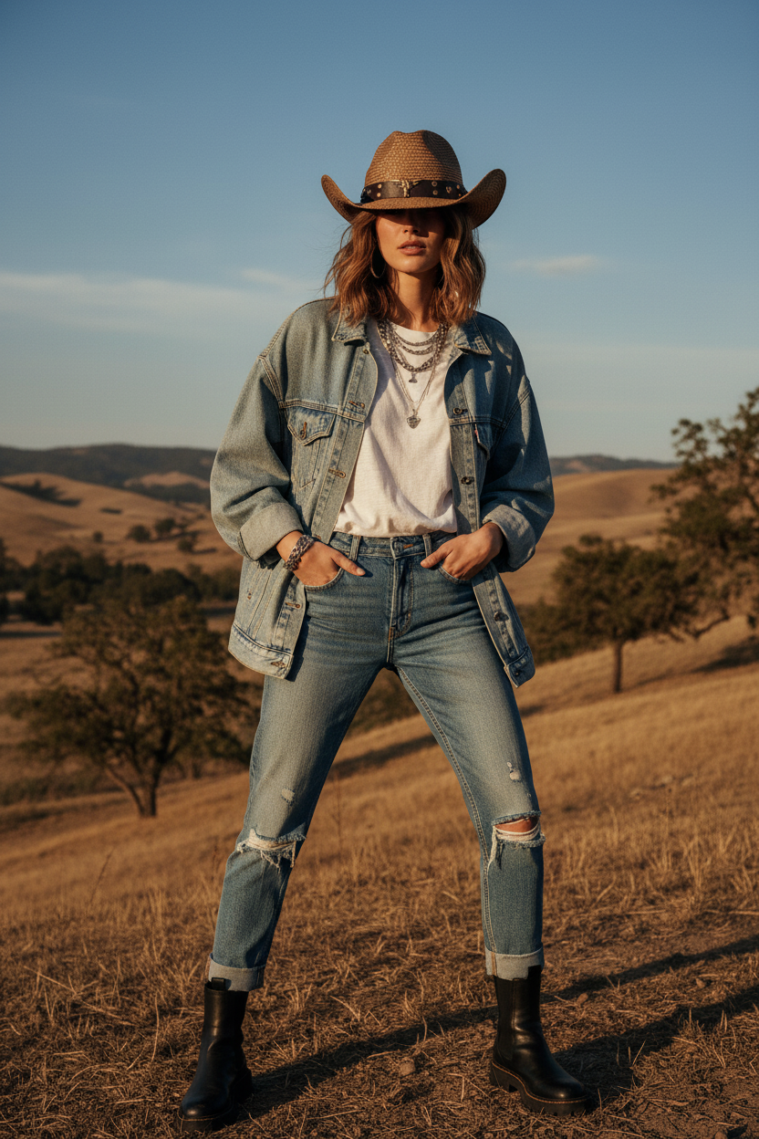Okmulgee Hand-Dyed Straw Cowboy Hat, Adjustable 56–60 cm