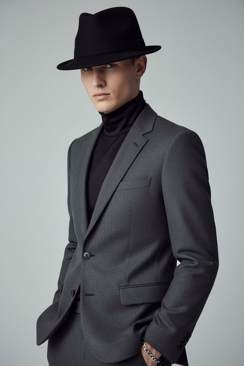 Ernestine Unisex Black Felt Fedora Hat