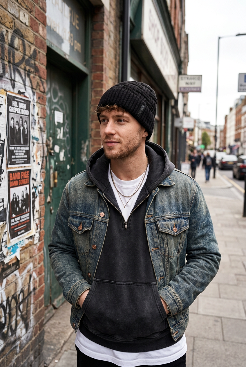 Lancaster Thickened Wool Checkered Beanie – Adjustable Fit