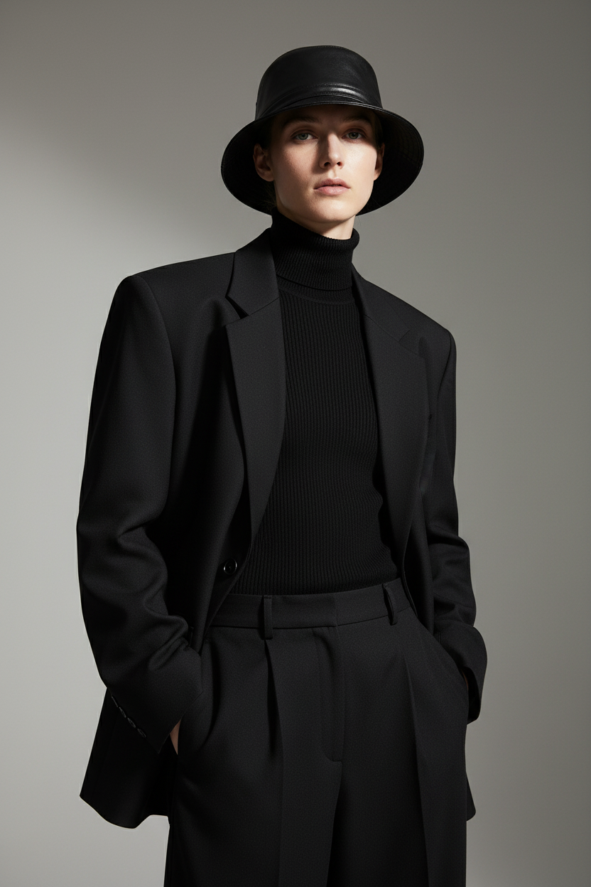 Mcguire Black Leather Fedora Hat with Sheepskin Lining