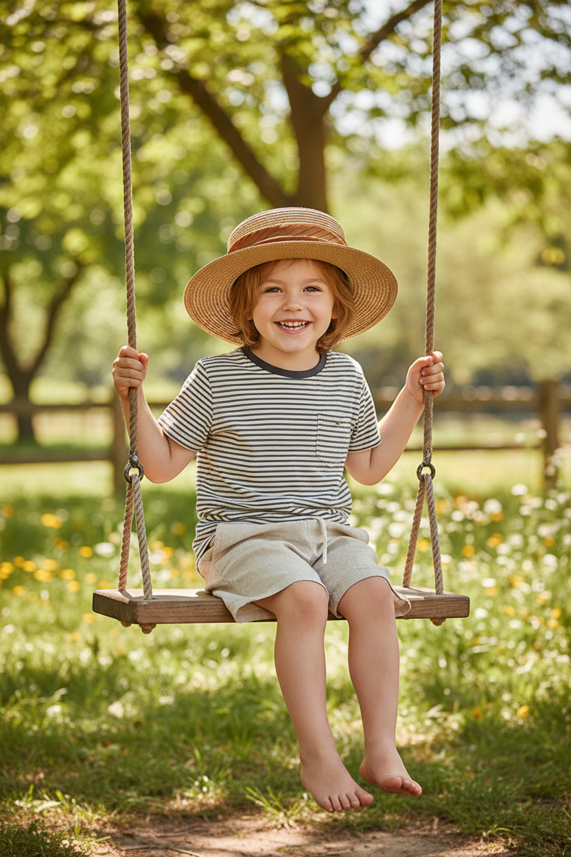 Kylie Children's Adjustable Straw Sun Hat, Flat Top
