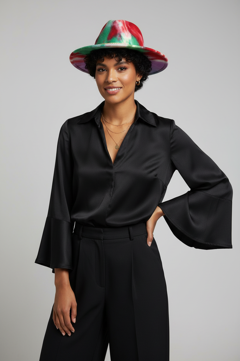 Baltimore Tie-Dye Wool Felt Fedora Hat with Chain