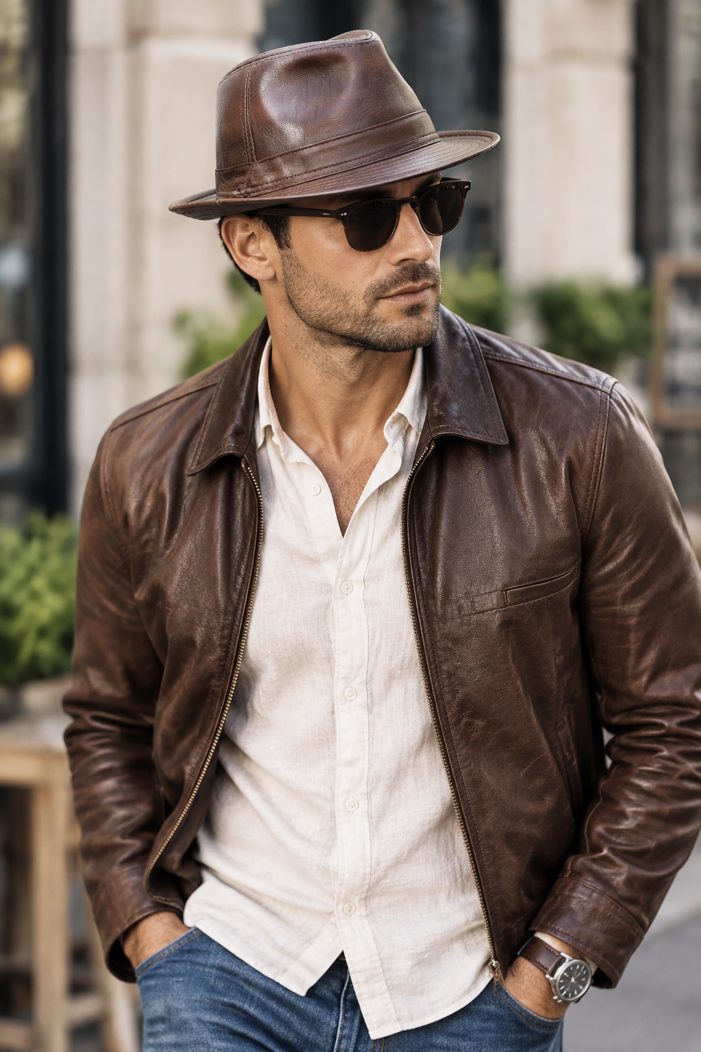 Cartwright Cowhide Leather Top Hat