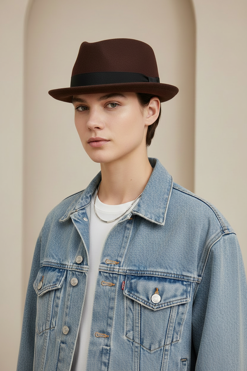 Collin's Wool Felt Tapered Fedora with Short Brim