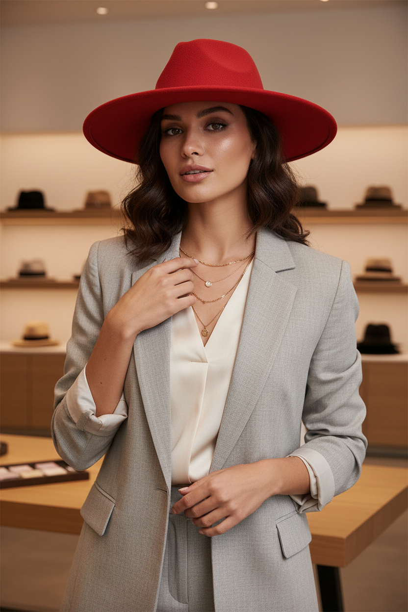 Woodland Wool Felt Fedora with Chain – Unisex Top Hat