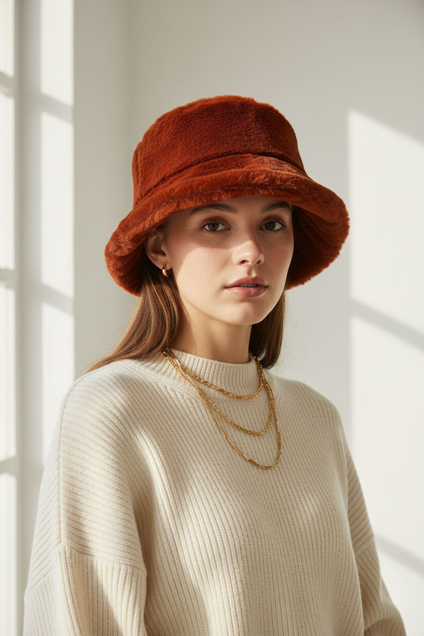 Ollie Faux Fur Bucket Hat – Women's Winter Monochrome