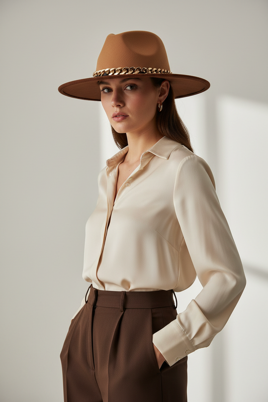 Myles Felt Fedora Hat with Chain Accent