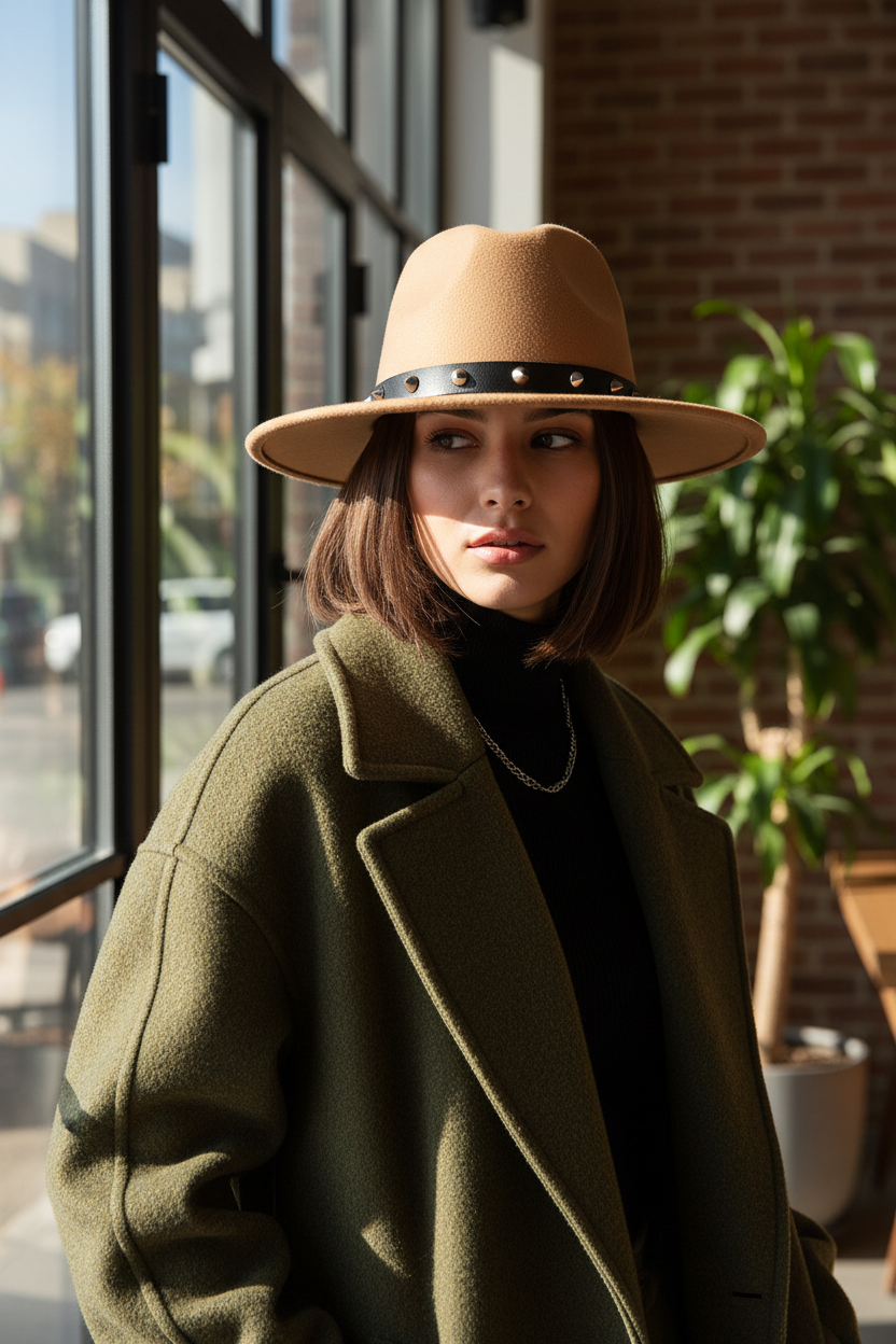 Rivers Wool Felt Bell-Shaped Fedora Hat with Band