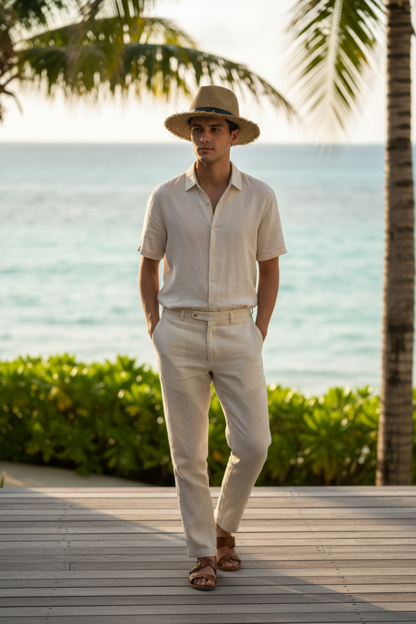 Townsend Straw Fedora Hat – Beige Unisex Sun Hat