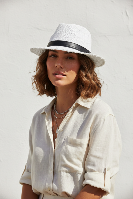 Townsend Straw Fedora Hat – Beige Unisex Sun Hat