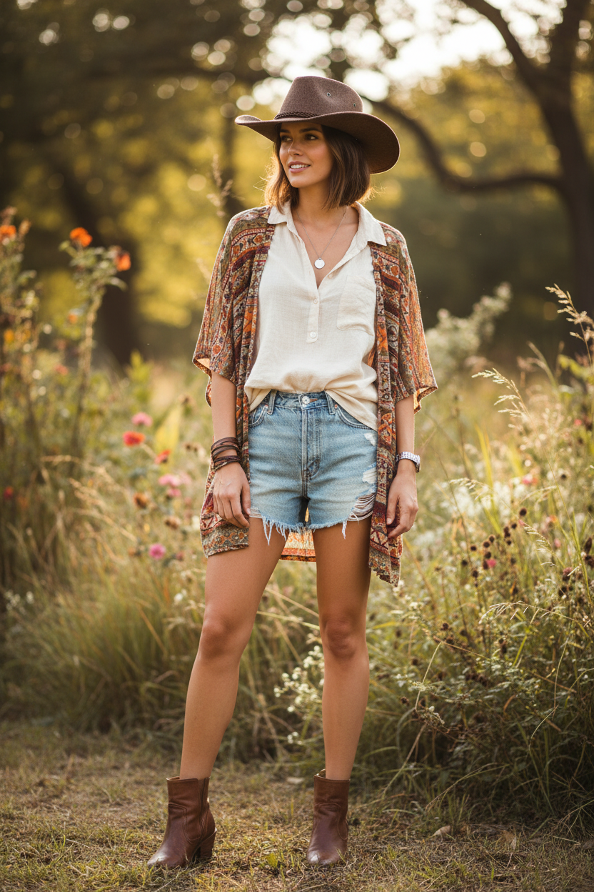 Linen Cowboy Sun Hat with UV Protection