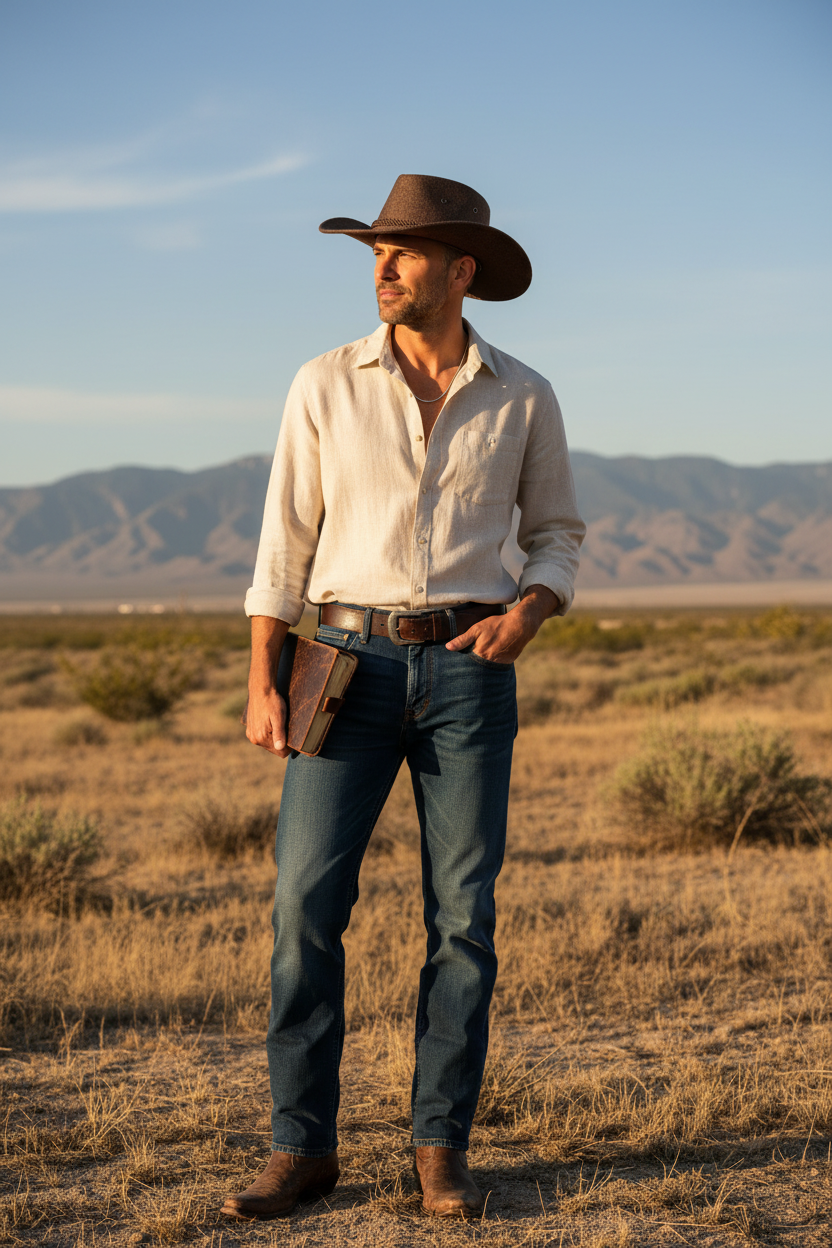 Linen Cowboy Sun Hat with UV Protection