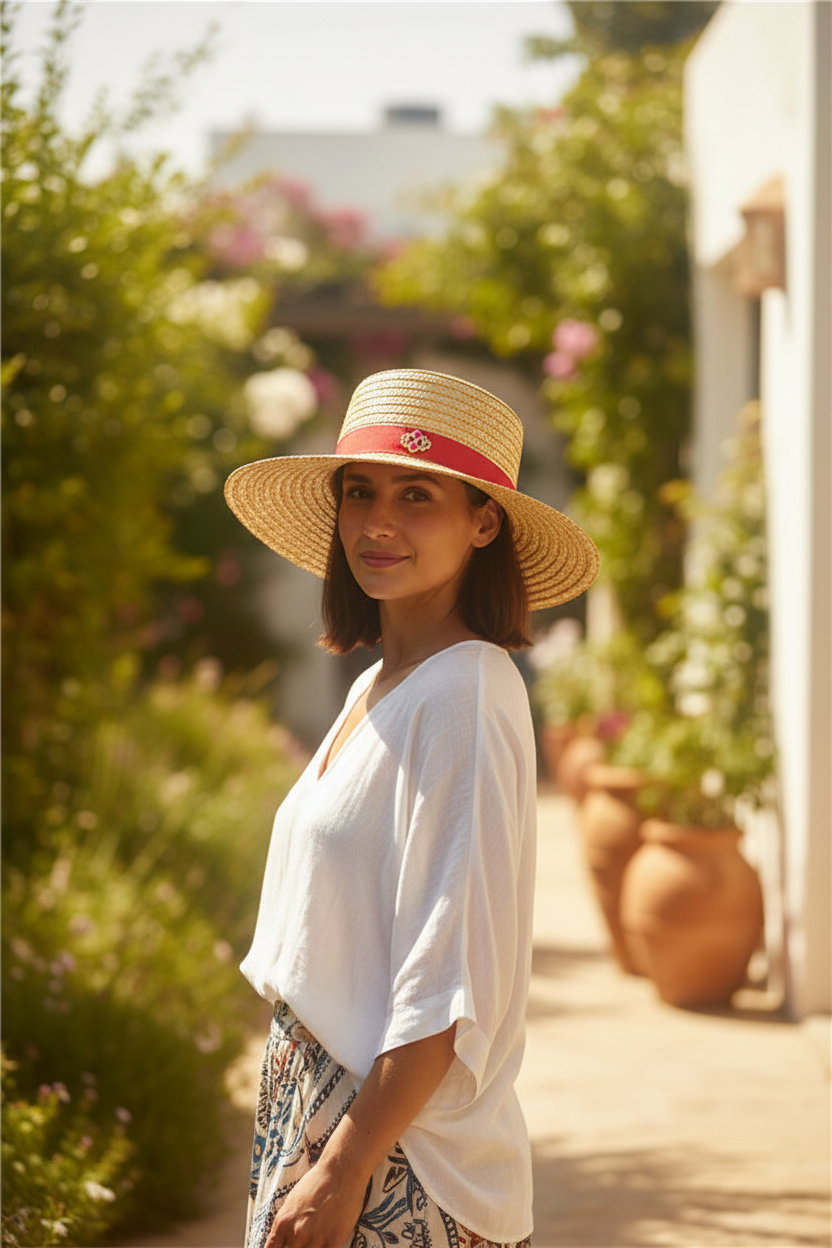 Highland Striped Straw Sun Hat