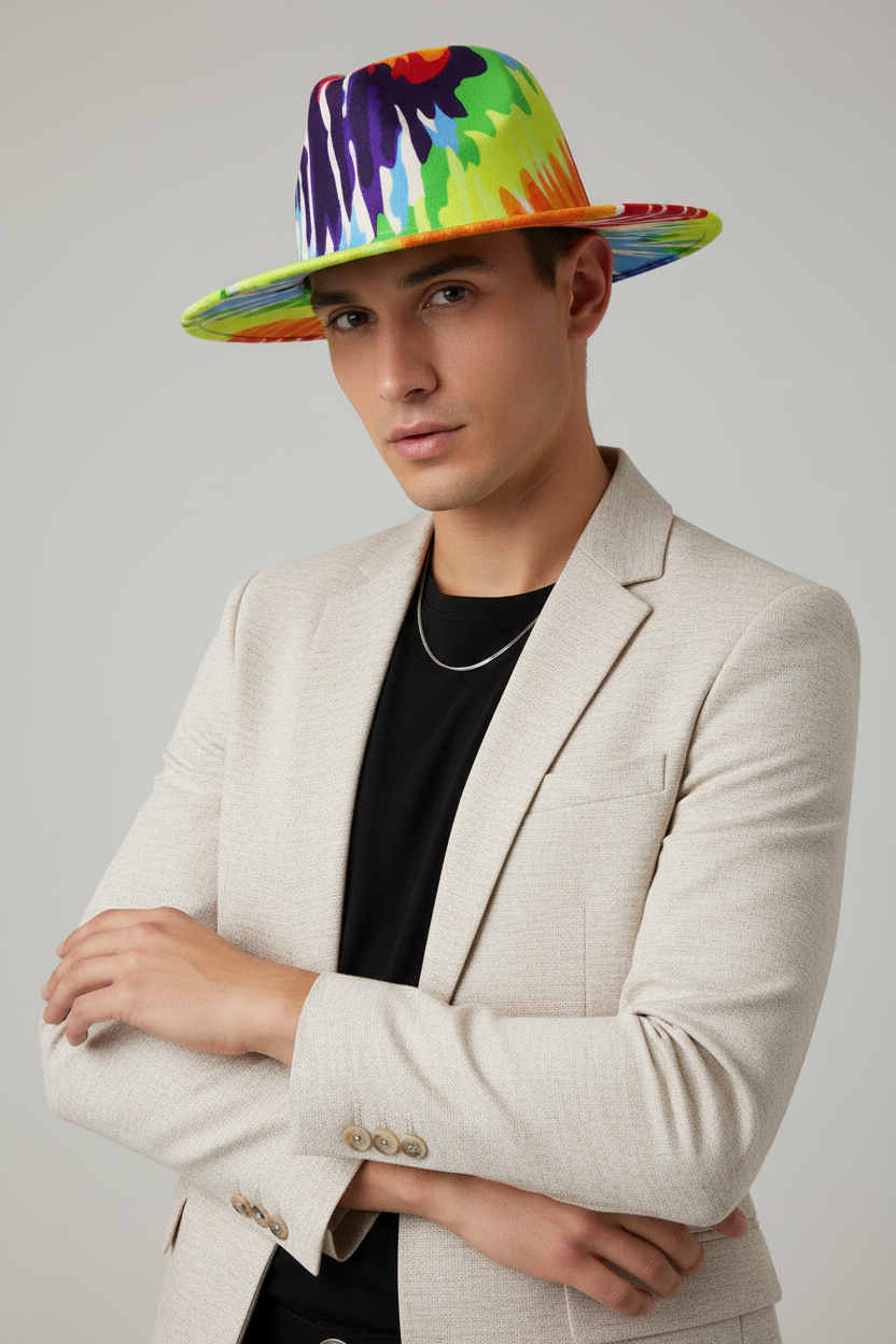 Collins Unisex Wool Felt Top Hat – Abstract Swirl Pattern