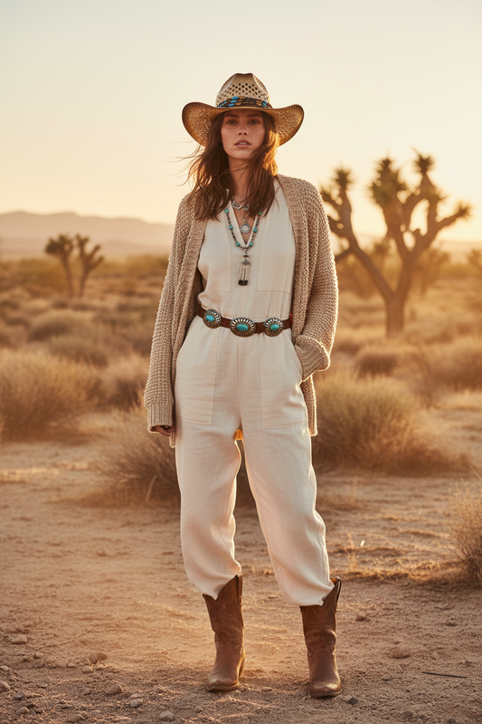 Santiago Straw Cowboy Hat – Wide Curled Brim, Unisex Medium