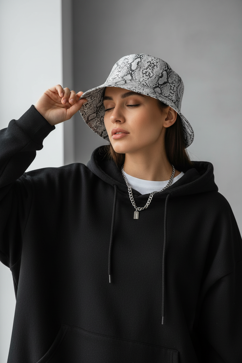 Alexandria Snake Print Bucket Hat