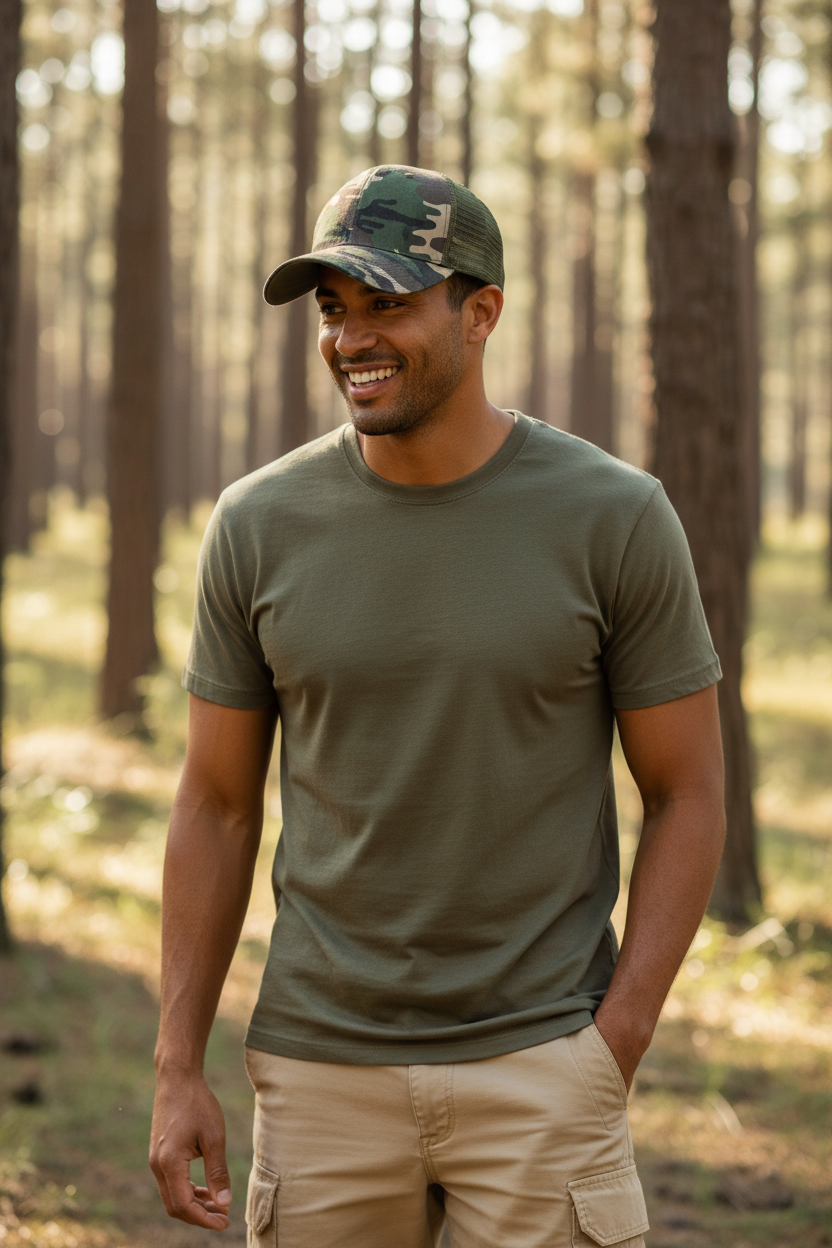 Kyle Camouflage Mesh Baseball Cap, Adjustable Cotton