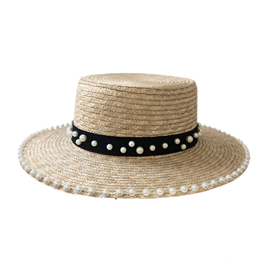 TheCapSpot - Straw Hat Big Brimmed Pearl