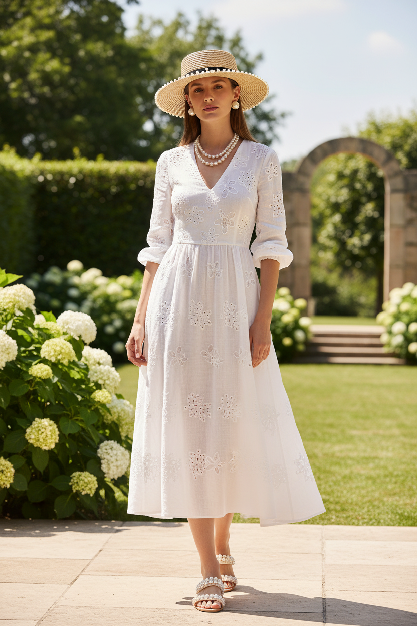 Mcaffery Wide Brim Wheat Straw Sun Hat with Pearls