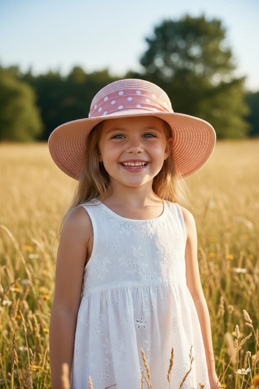 Brittons Kids Straw Sun Hat with Wide Brim and Bow