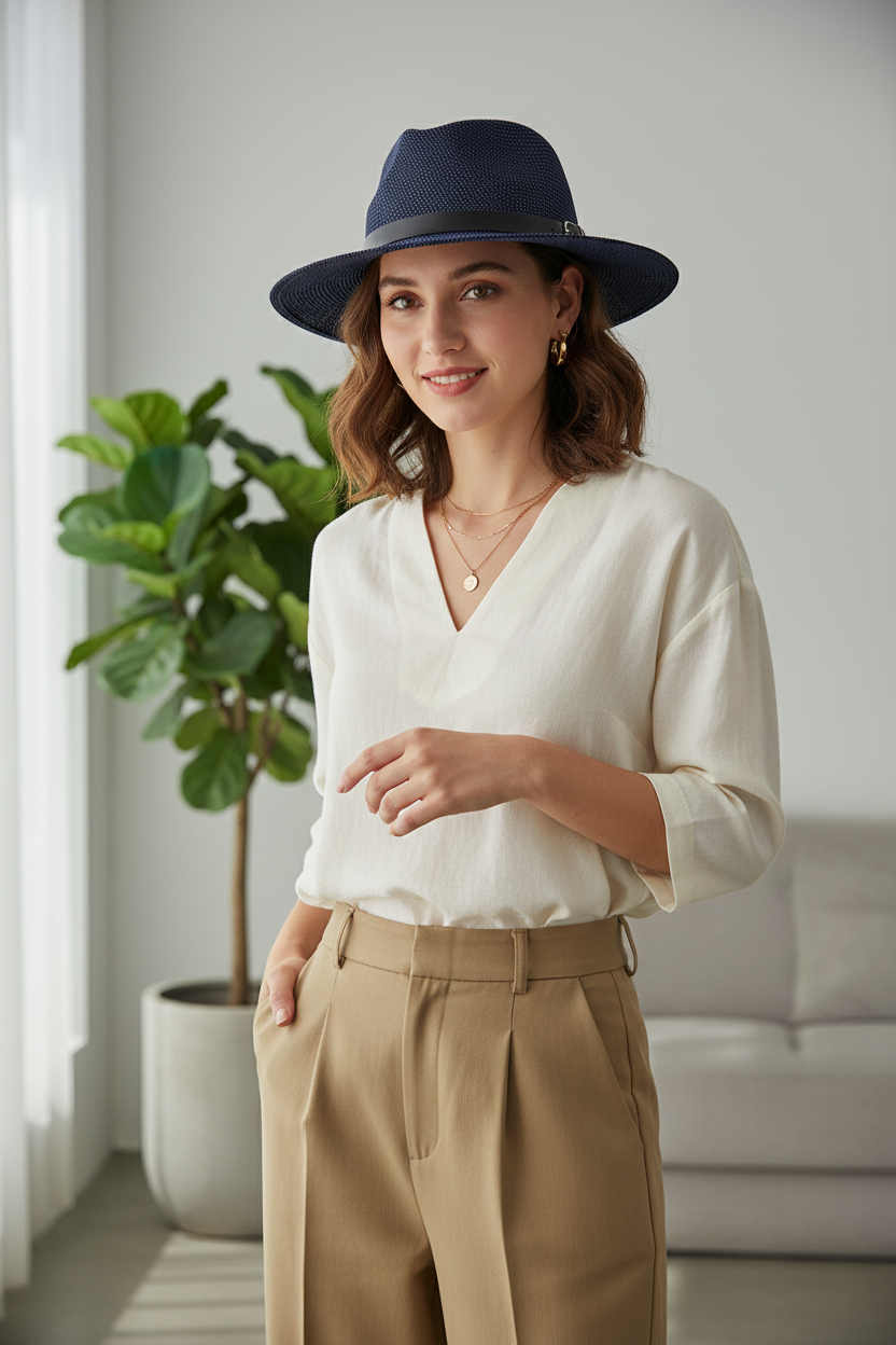 Parker Straw Fedora Hat with Adjustable Strap