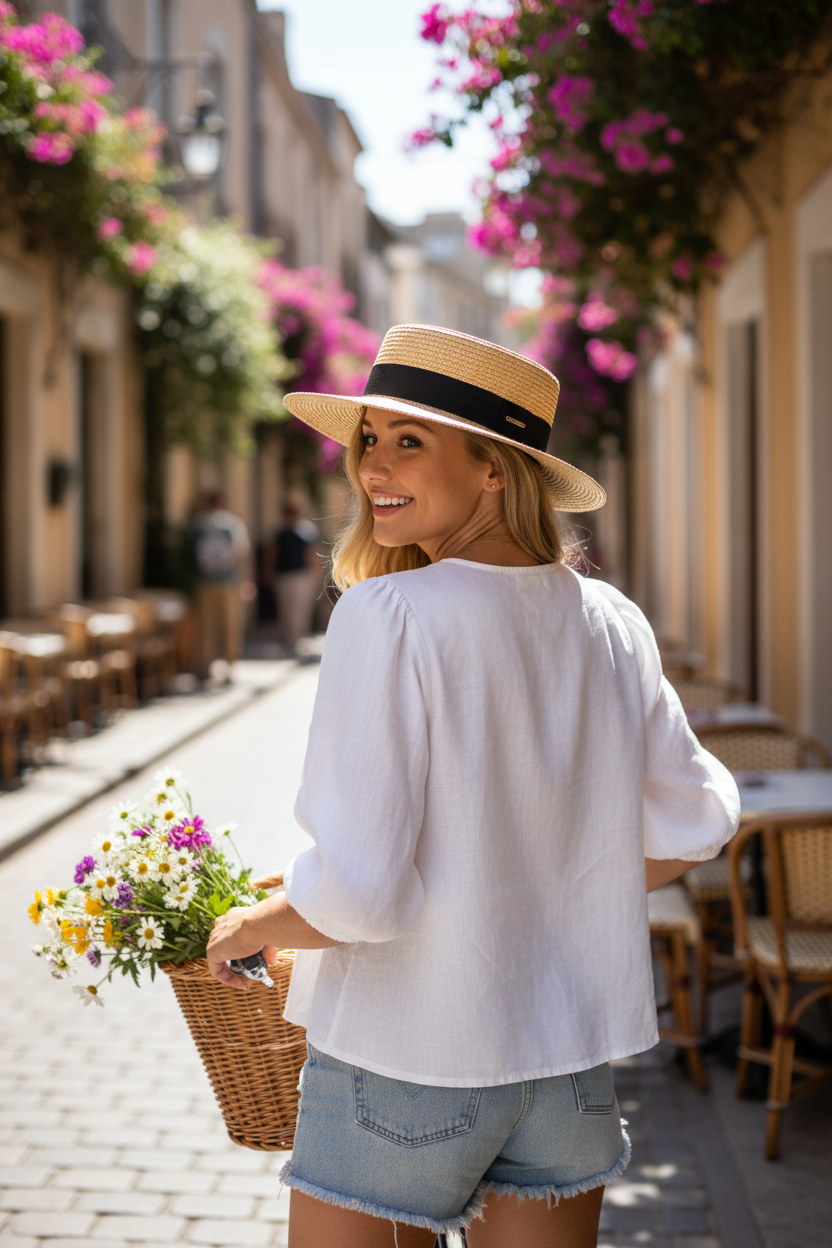 Robinson Wide Brim Straw Hat, Adjustable UV Protection