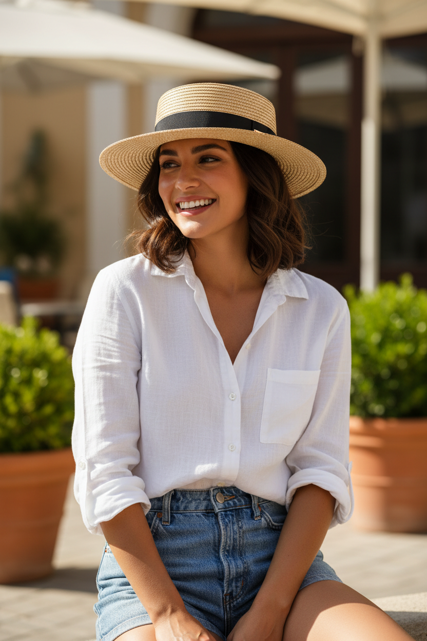 Robinson Wide Brim Straw Hat, Adjustable UV Protection