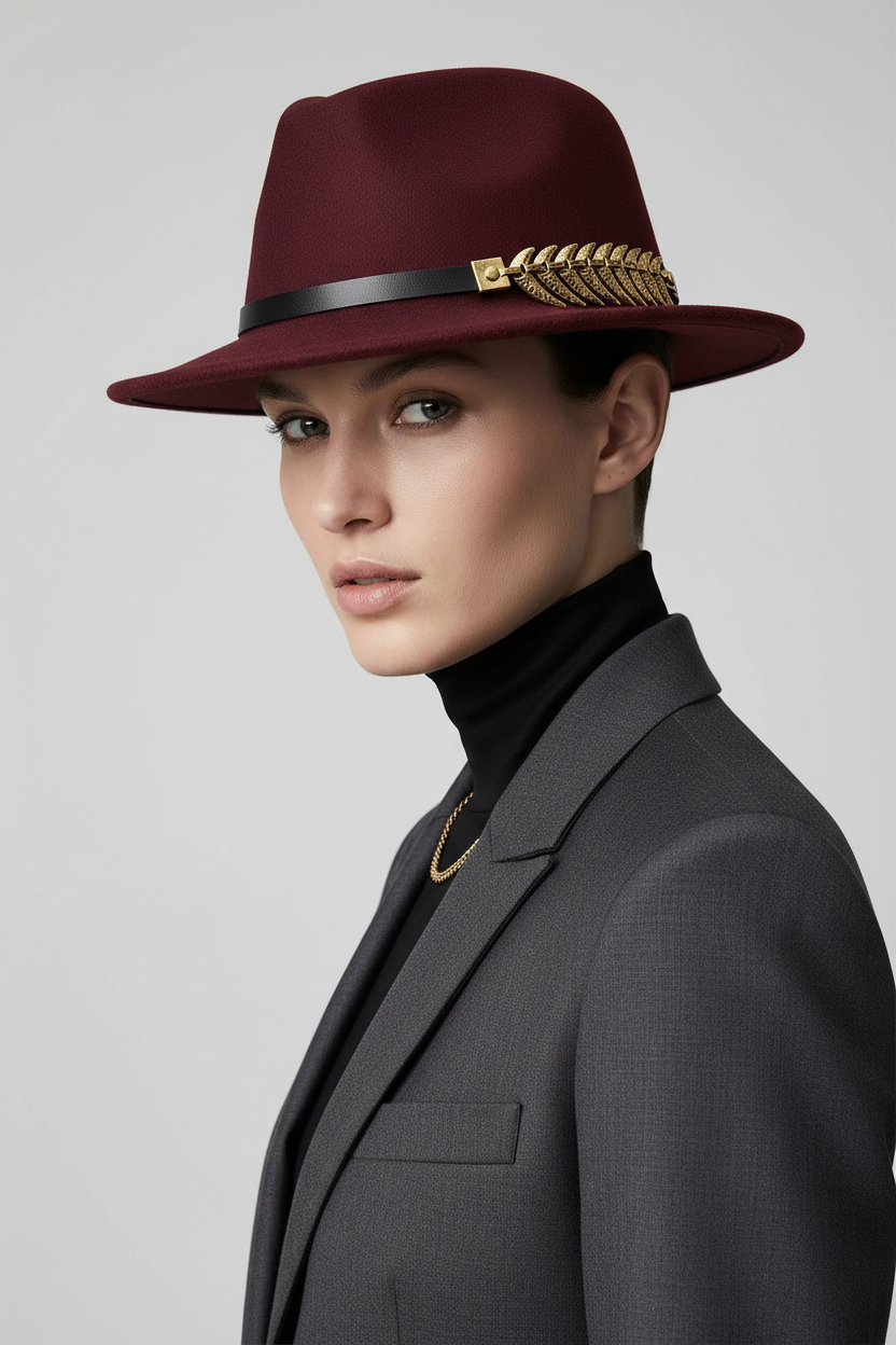 Ashton Cashmere Wide-Brim British Fedora Hat with Band