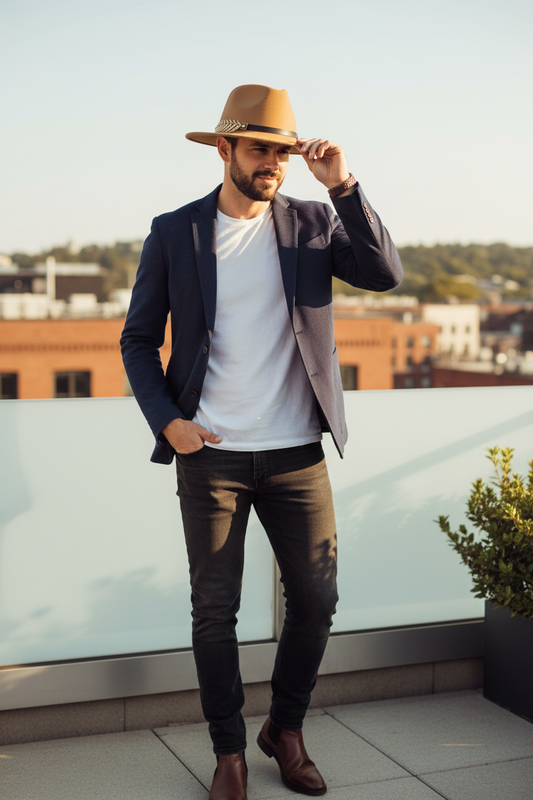Ashton Cashmere Wide-Brim British Fedora Hat with Band