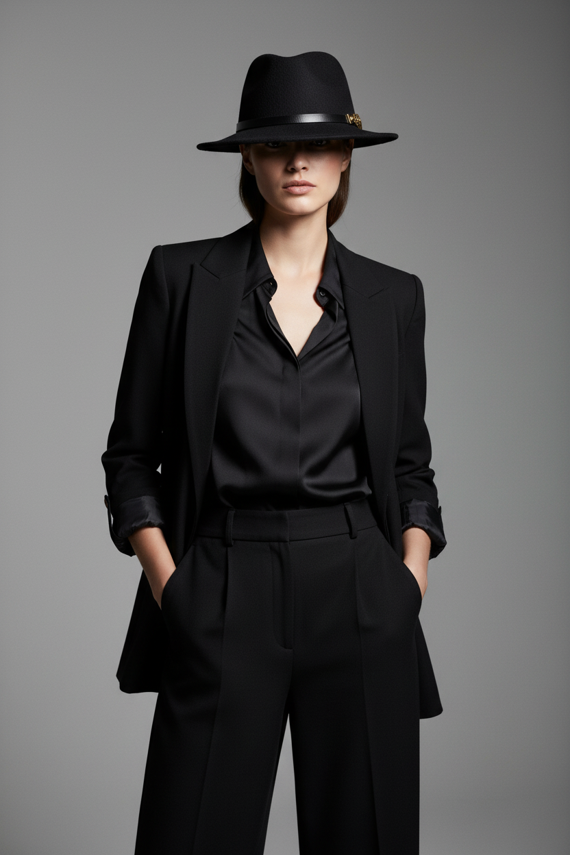 Ashton Cashmere Wide-Brim British Fedora Hat with Band