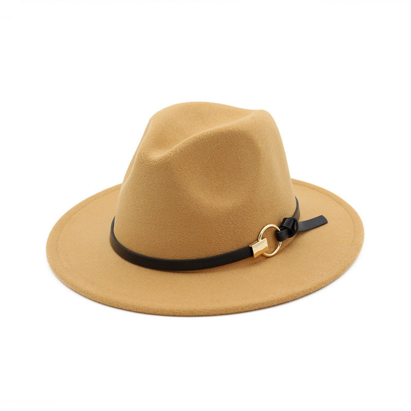 TheCapSpot - Beverly Belt Flat Brim And Big Rim All-match Jazz Hat