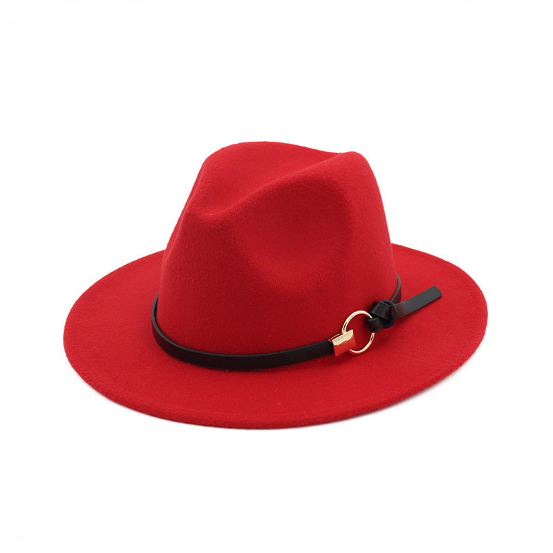 TheCapSpot - Beverly Belt Flat Brim And Big Rim All-match Jazz Hat