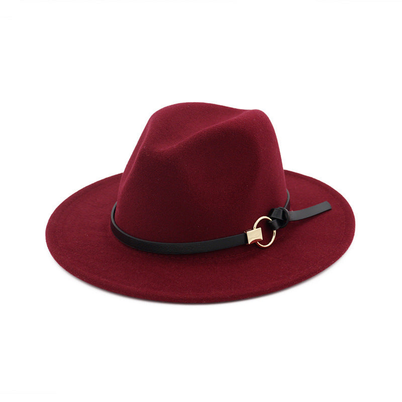 TheCapSpot - Beverly Belt Flat Brim And Big Rim All-match Jazz Hat
