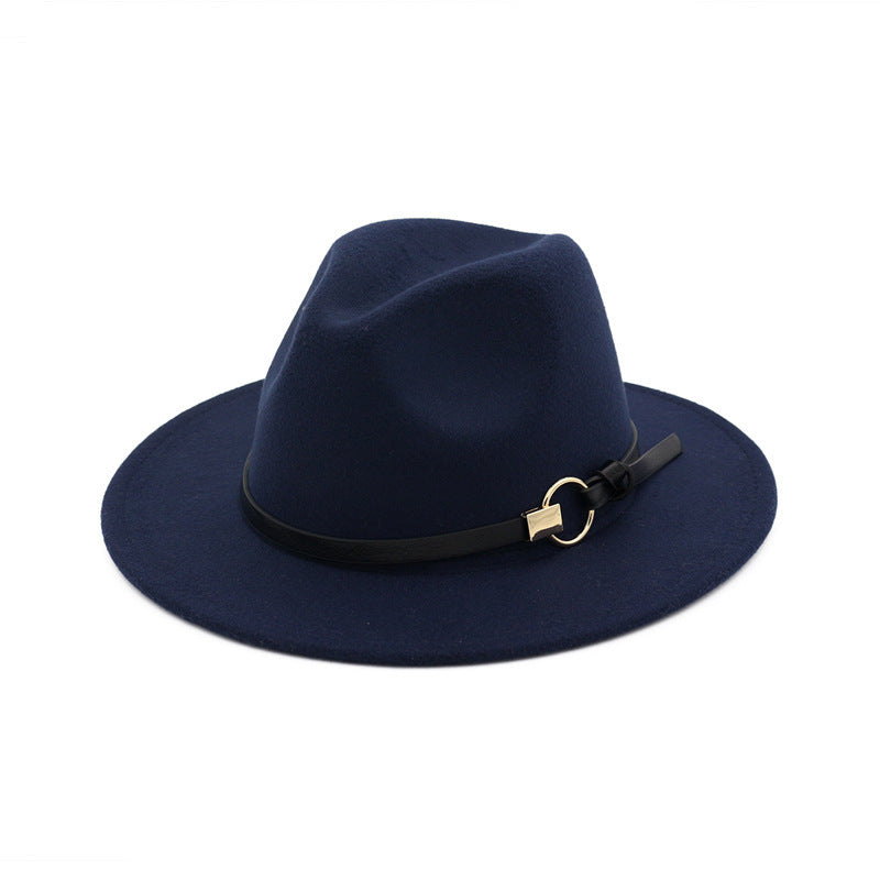 TheCapSpot - Beverly Belt Flat Brim And Big Rim All-match Jazz Hat