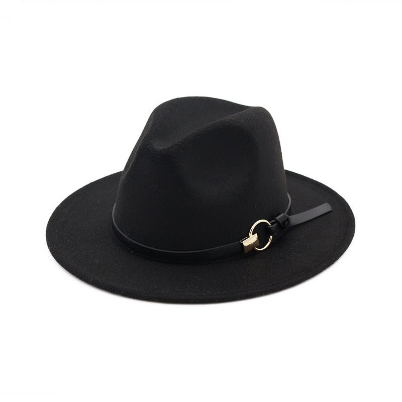 TheCapSpot - Beverly Belt Flat Brim And Big Rim All-match Jazz Hat