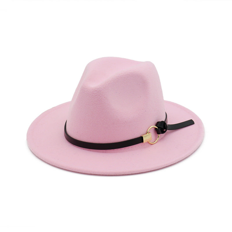 TheCapSpot - Beverly Belt Flat Brim And Big Rim All-match Jazz Hat