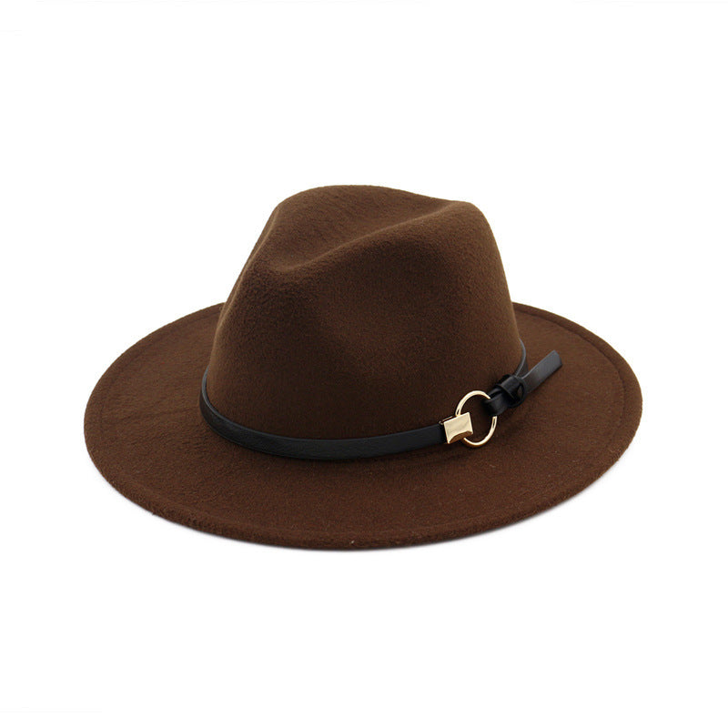 TheCapSpot - Beverly Belt Flat Brim And Big Rim All-match Jazz Hat