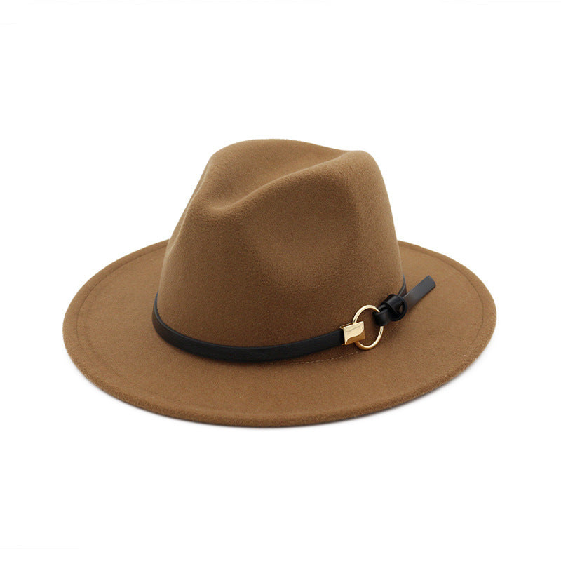 TheCapSpot - Beverly Belt Flat Brim And Big Rim All-match Jazz Hat