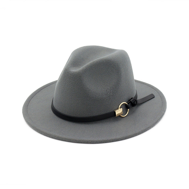 TheCapSpot - Beverly Belt Flat Brim And Big Rim All-match Jazz Hat