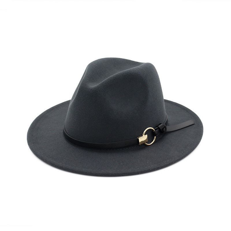 TheCapSpot - Beverly Belt Flat Brim And Big Rim All-match Jazz Hat