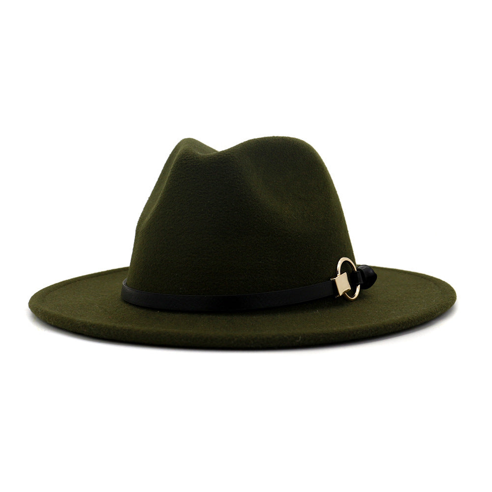 TheCapSpot - Beverly Belt Flat Brim And Big Rim All-match Jazz Hat