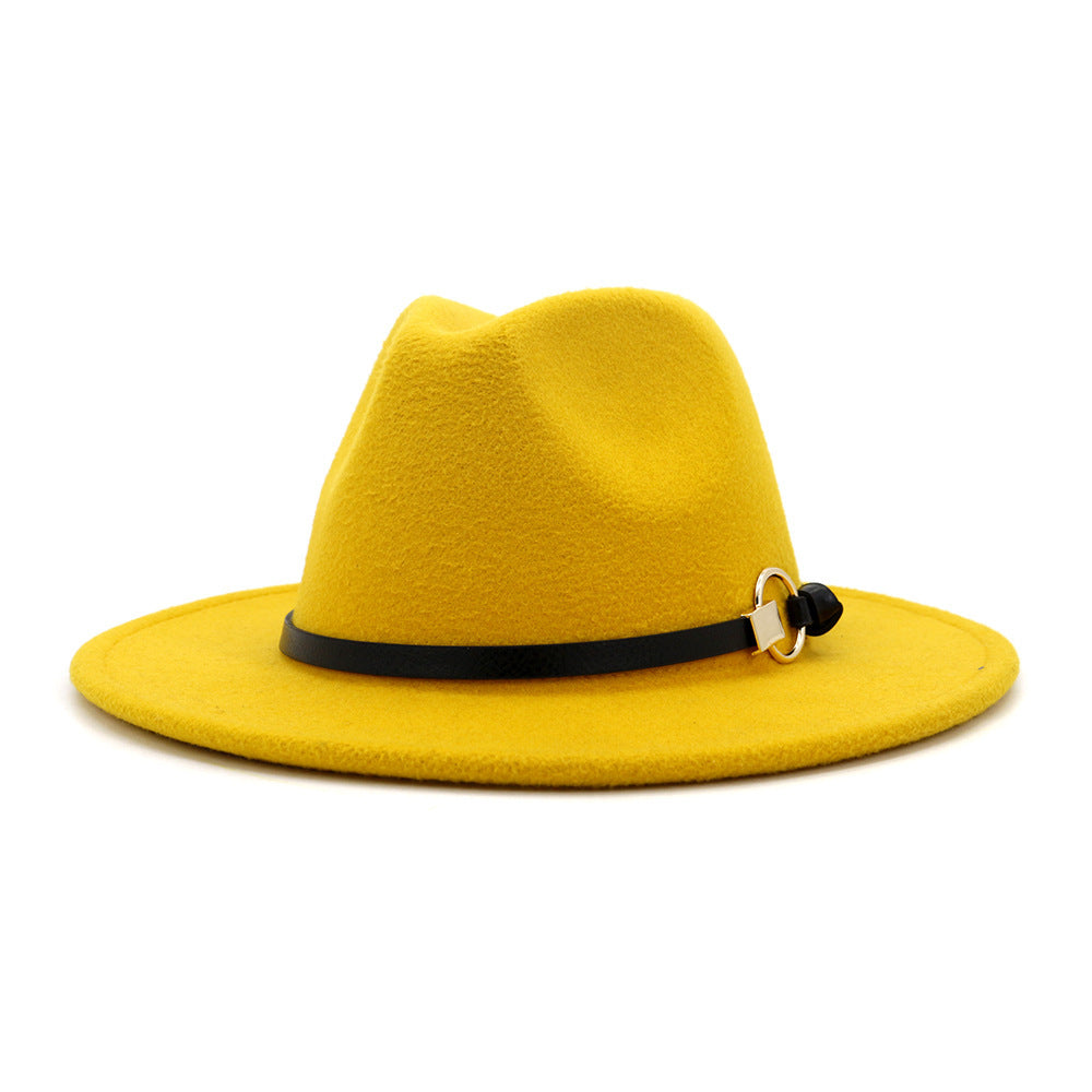 TheCapSpot - Beverly Belt Flat Brim And Big Rim All-match Jazz Hat