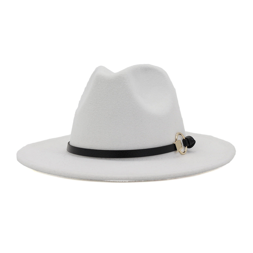 TheCapSpot - Beverly Belt Flat Brim And Big Rim All-match Jazz Hat