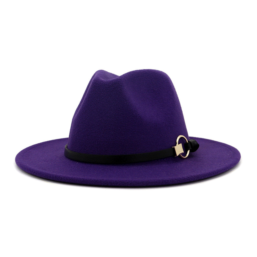 TheCapSpot - Beverly Belt Flat Brim And Big Rim All-match Jazz Hat