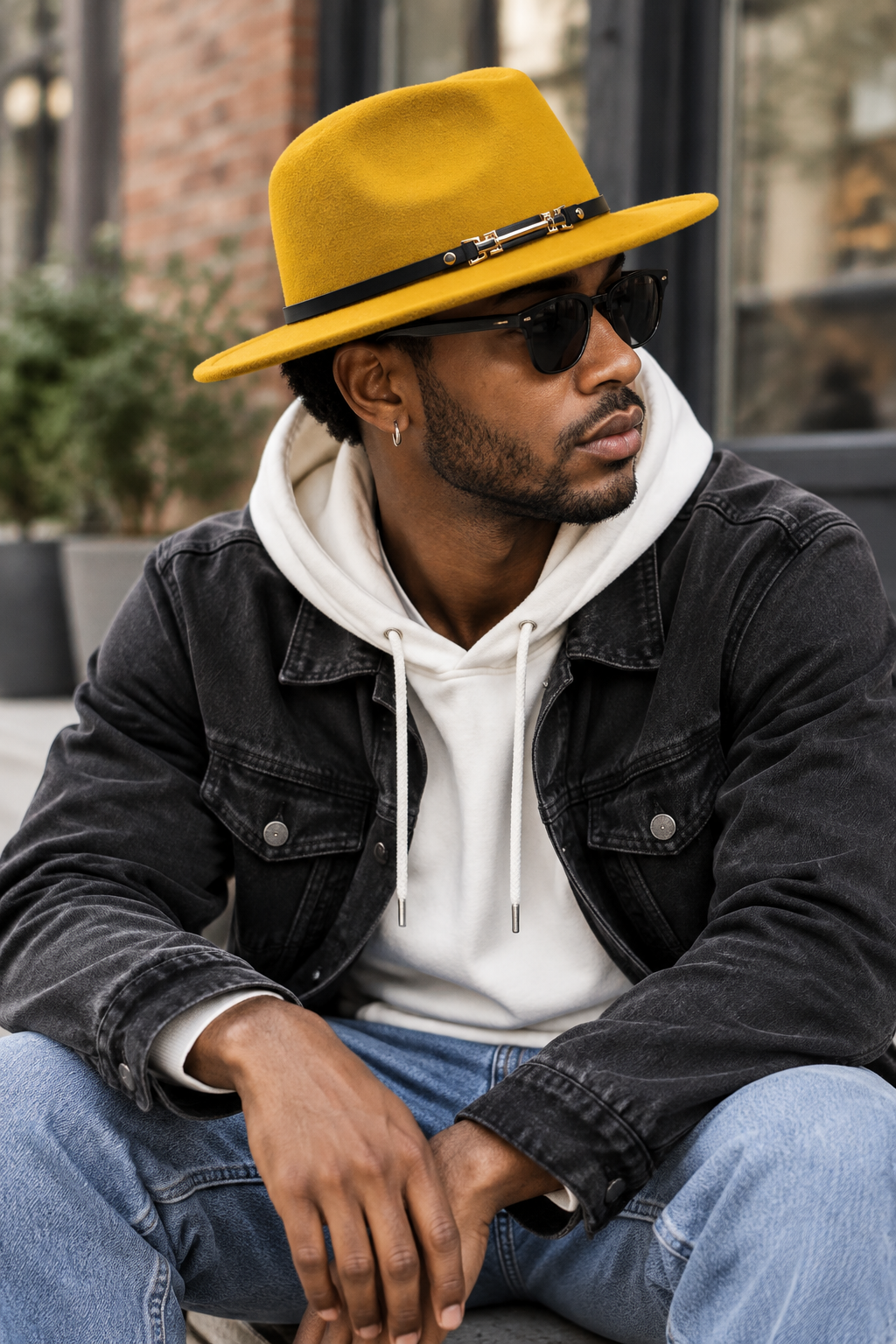 Plainsville Wool Felt Fedora Hat, Wide Brim Unisex