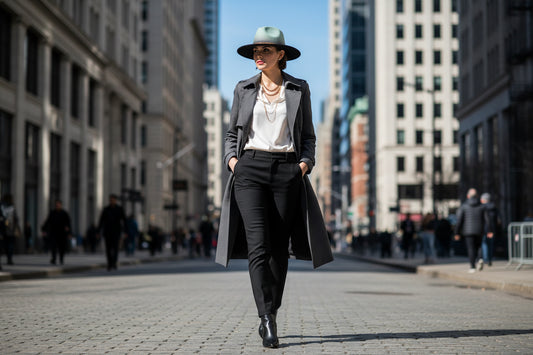 Felt hat with a gold chain band on a white background