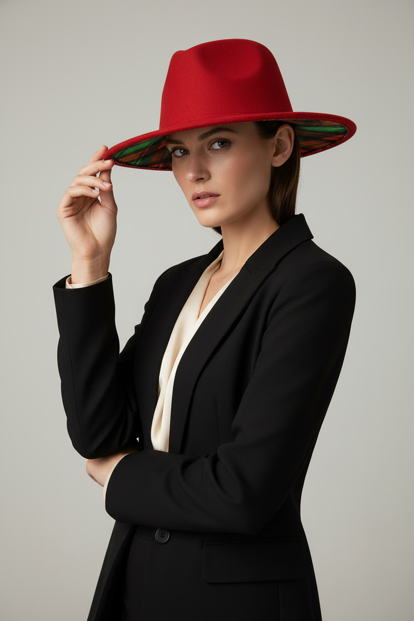 Jaxson Abstract Plaid Wool Felt Top Hat