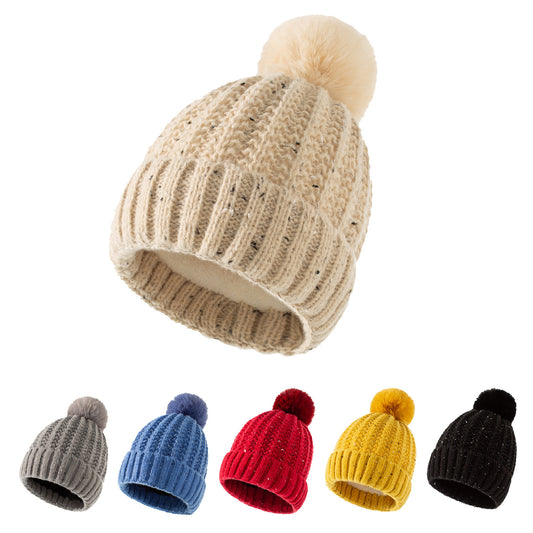 TheCapSpot - Fleece Lined Fur Ball Stocking Cap