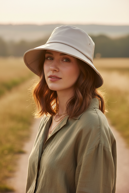 Levert PU Leather Wide Brim Bucket Hat – Soft Cowboy Style