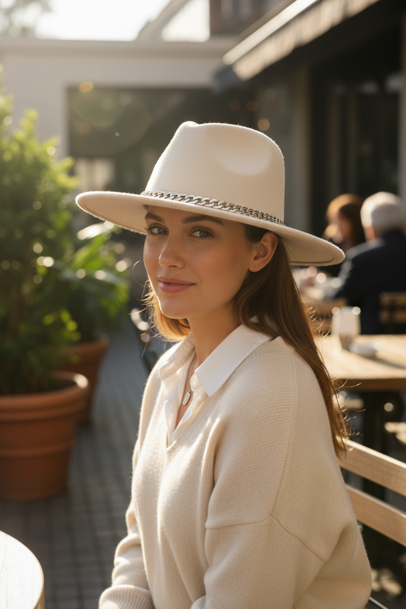Littleton Cashmere Fedora with Chain Detail